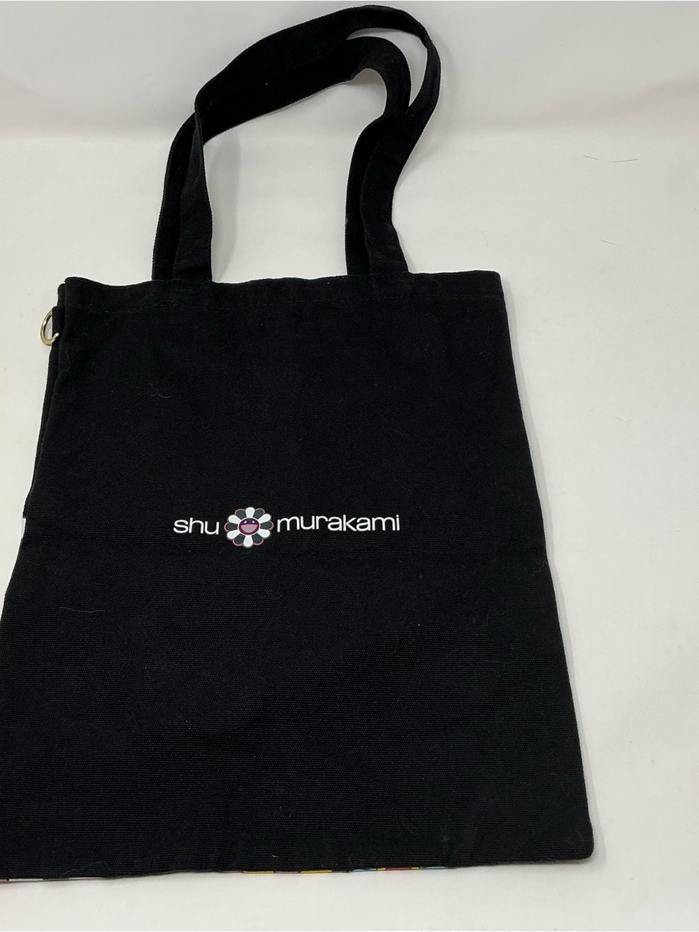 Shu Murakami Black Floral Smile Tote Bag - Colorful Flower Print - Picture 2 of 4